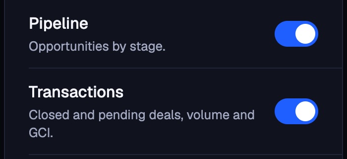 Module switches for Pipeline and Transactions.
